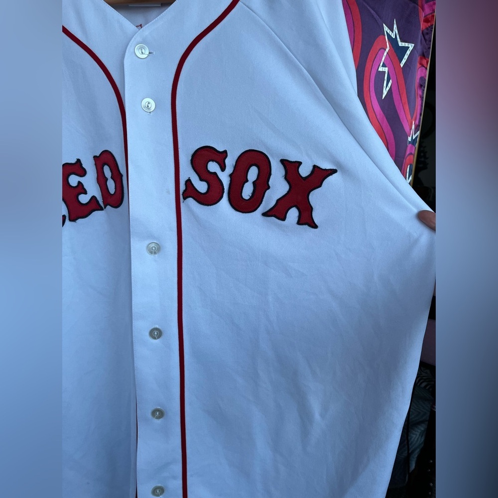 Vintage Majestic Boston Red Sox Keith Foulke 29 White Jersey Button Rare MLB USA - Picture 8 of 14
